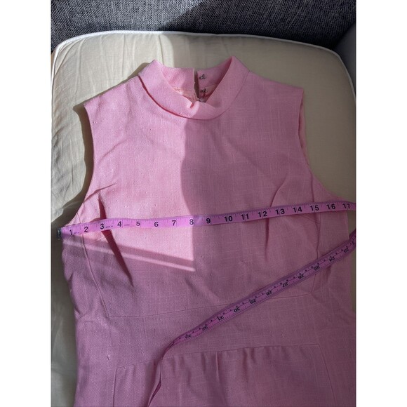 VTG 60’s Craig Pink Dress Sleeveless Draped Collar S - Picture 7 of 10